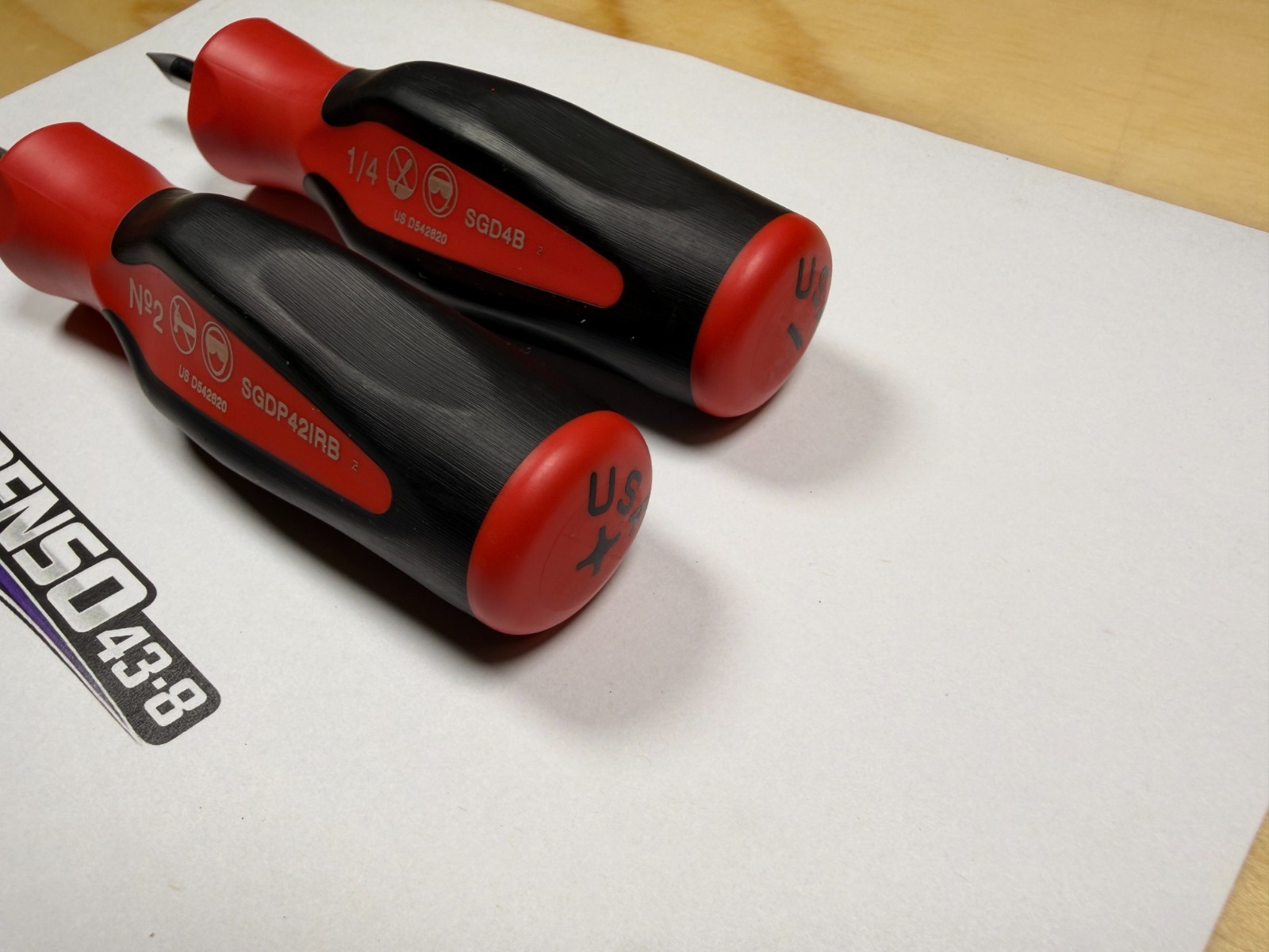 Snap-on Tools USA NEW RED 2pc Soft Grip Instinct Handle Stubby Screwdriver Set