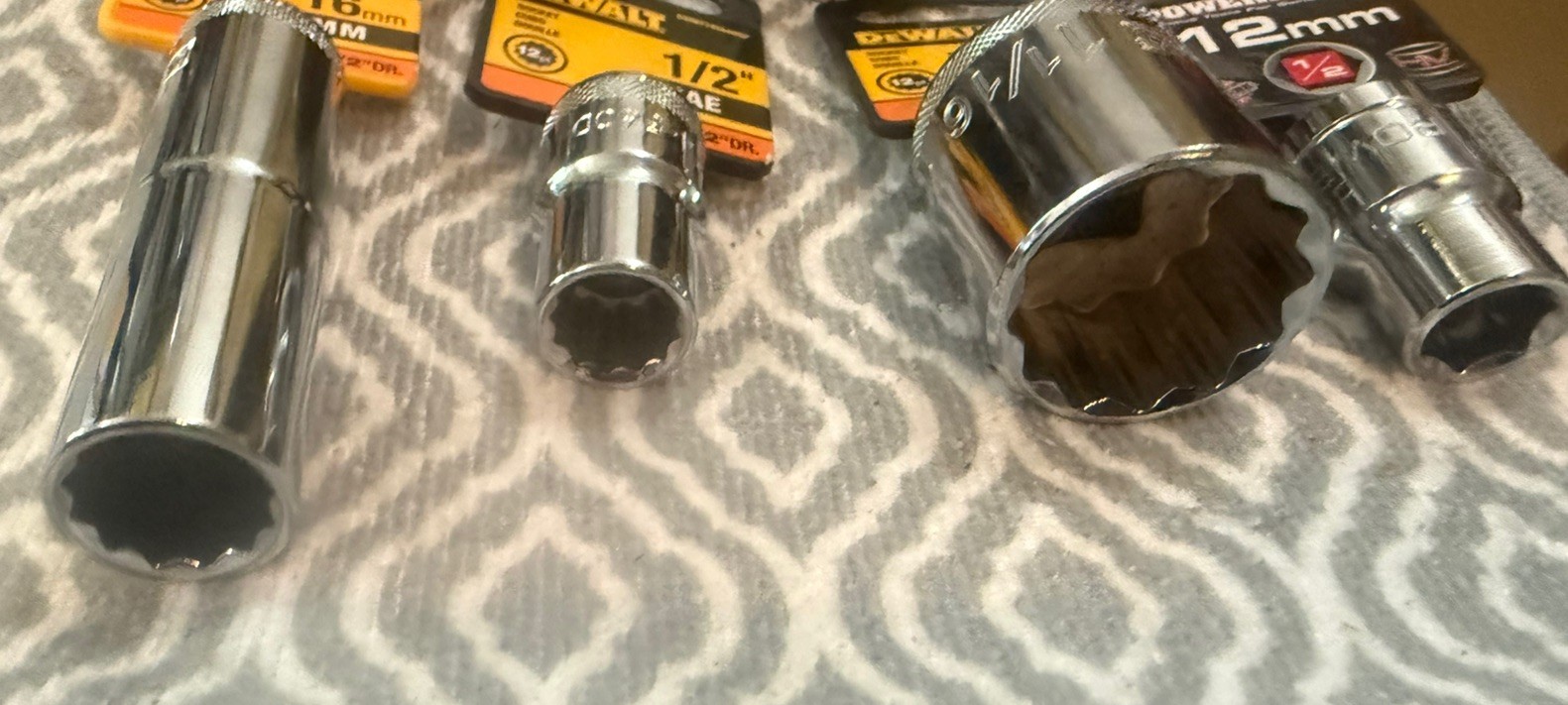 Lot of 1/2 inch drive Sockets NEW – 8 total standard and metric