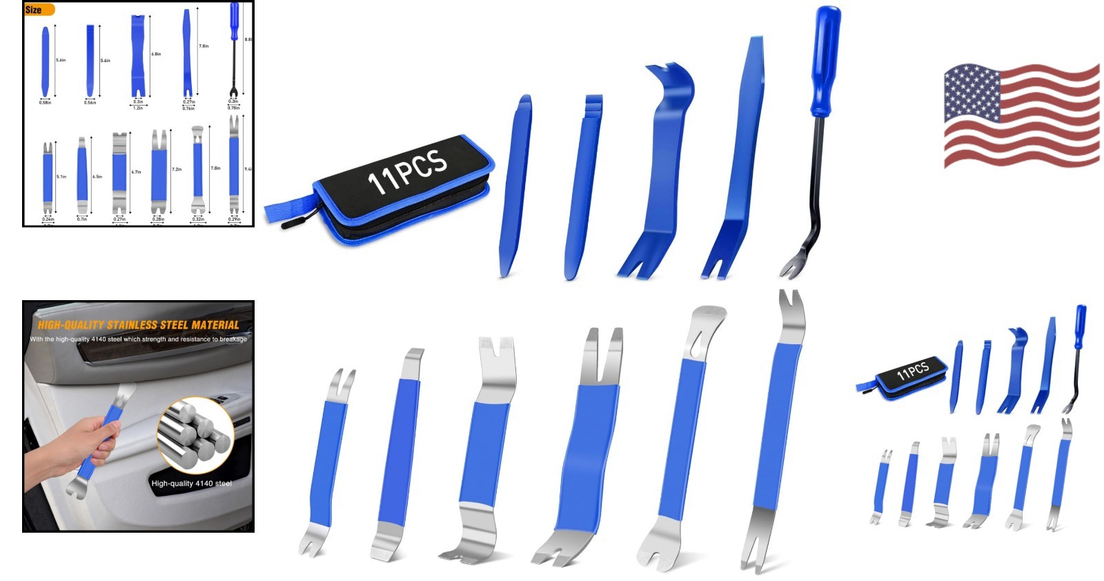 11PC Trim Removal Tool Kit – Ergonomic Metal & Nylon Set for Easy Auto Repairs