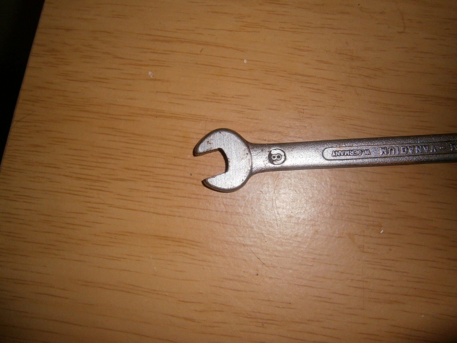 Vintage silver tone spanner. 8 & 9 mm ends West Germany (E6b)