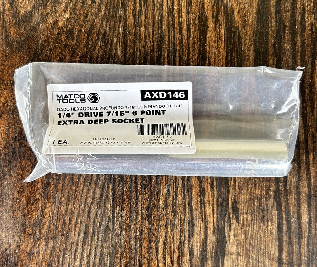 Matco Tools 1/4″ Drive 7/16″ 6 point Metric Chrome Extra Deep Socket AXD146