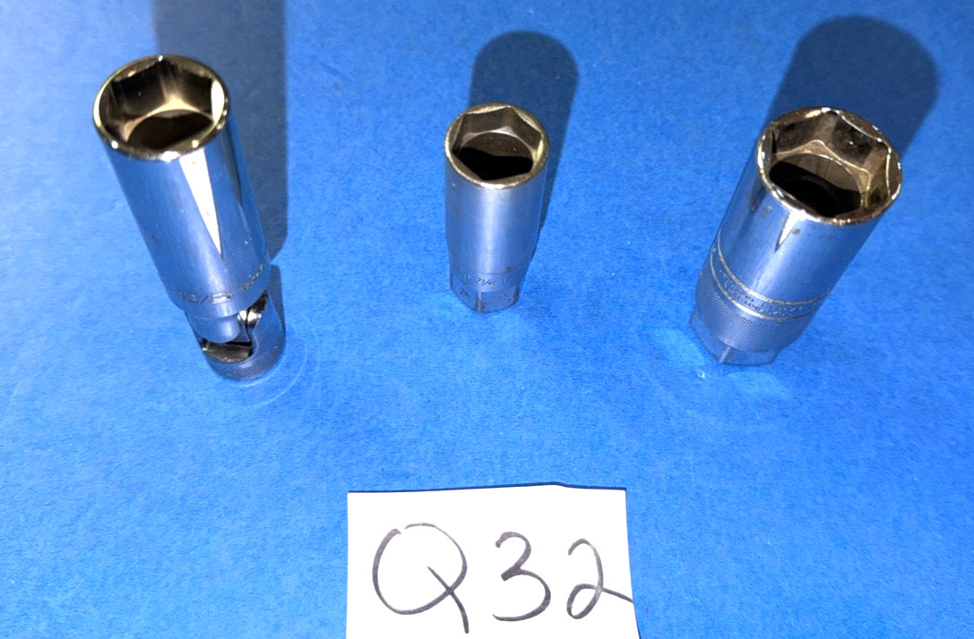 SNAP-ON TOOLS 3 PIECE 3/8 DRIVE SPARK PLUG SOCKETS 1 NEW 2 USED
