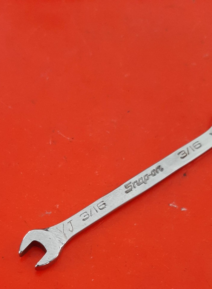 Snap-on Tools 3/16″ 15°/60° Offset Open-End Ignition Wrench DS1212A Engraved 105
