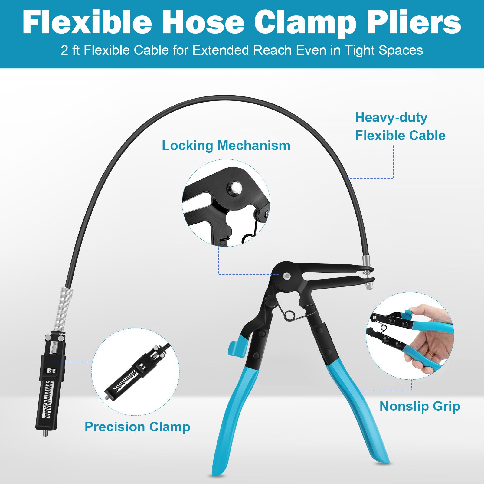 Hose Clamp Clip Remover Pliers Wire Long Reach Kit Fuel Oil Water Hose Tool 10PC