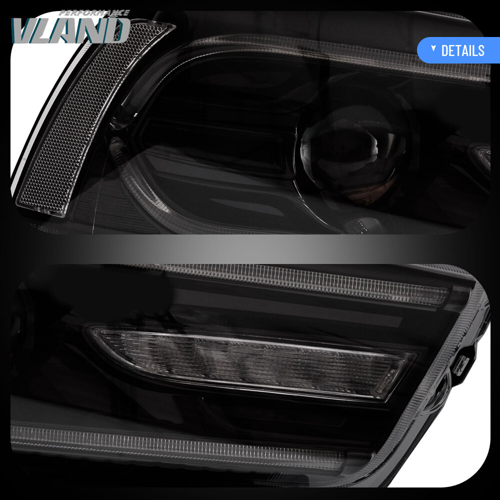 VLAND Headlights w/RGB DRL Sequential Turn+LED Bulbs For Dodge Charger 2011-2014