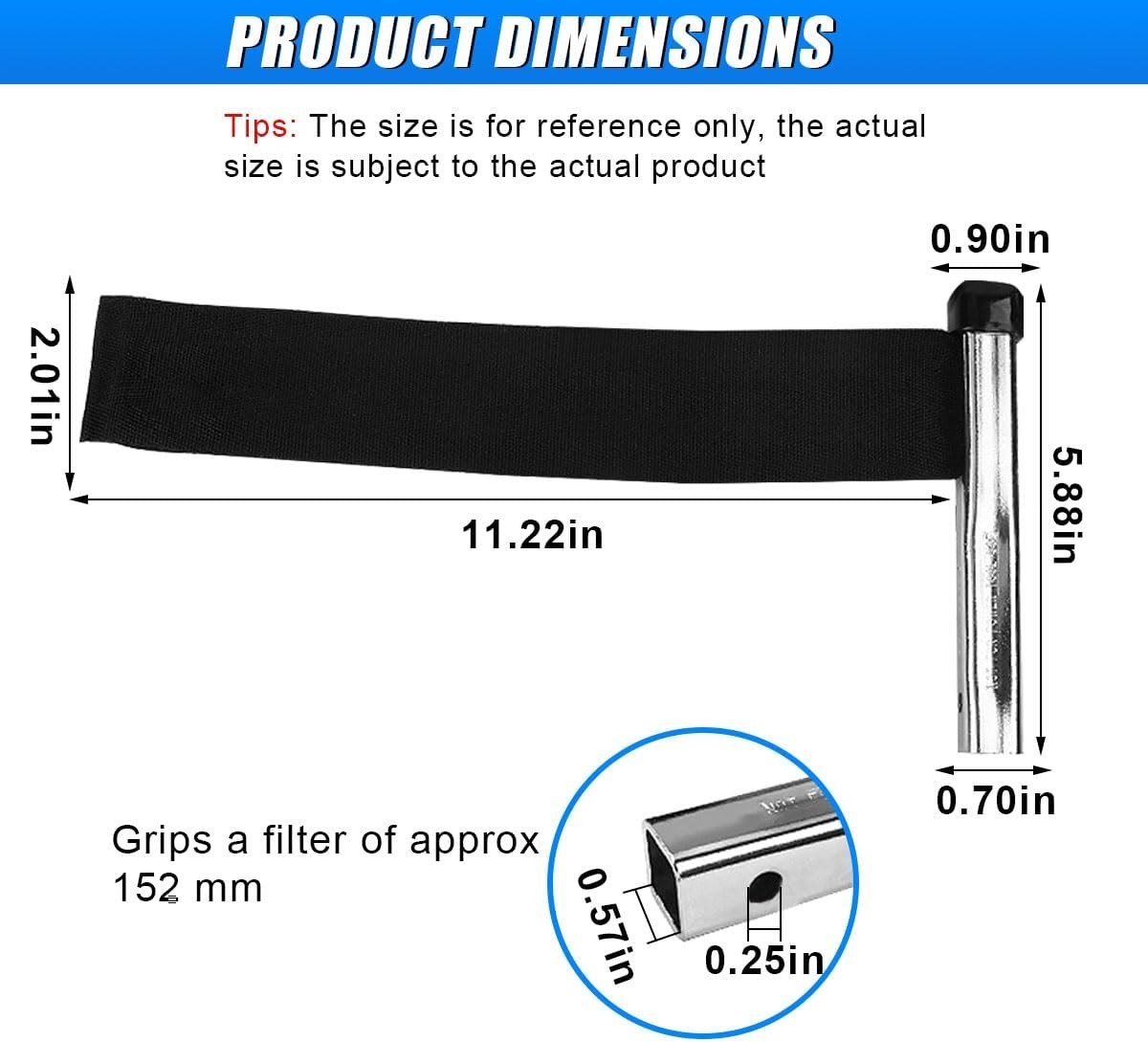 ZIMISI Nylon Strap Oil Filter Wrench, 1/2″ Drive Strap Wrench, Heavy Duty Oil Fi