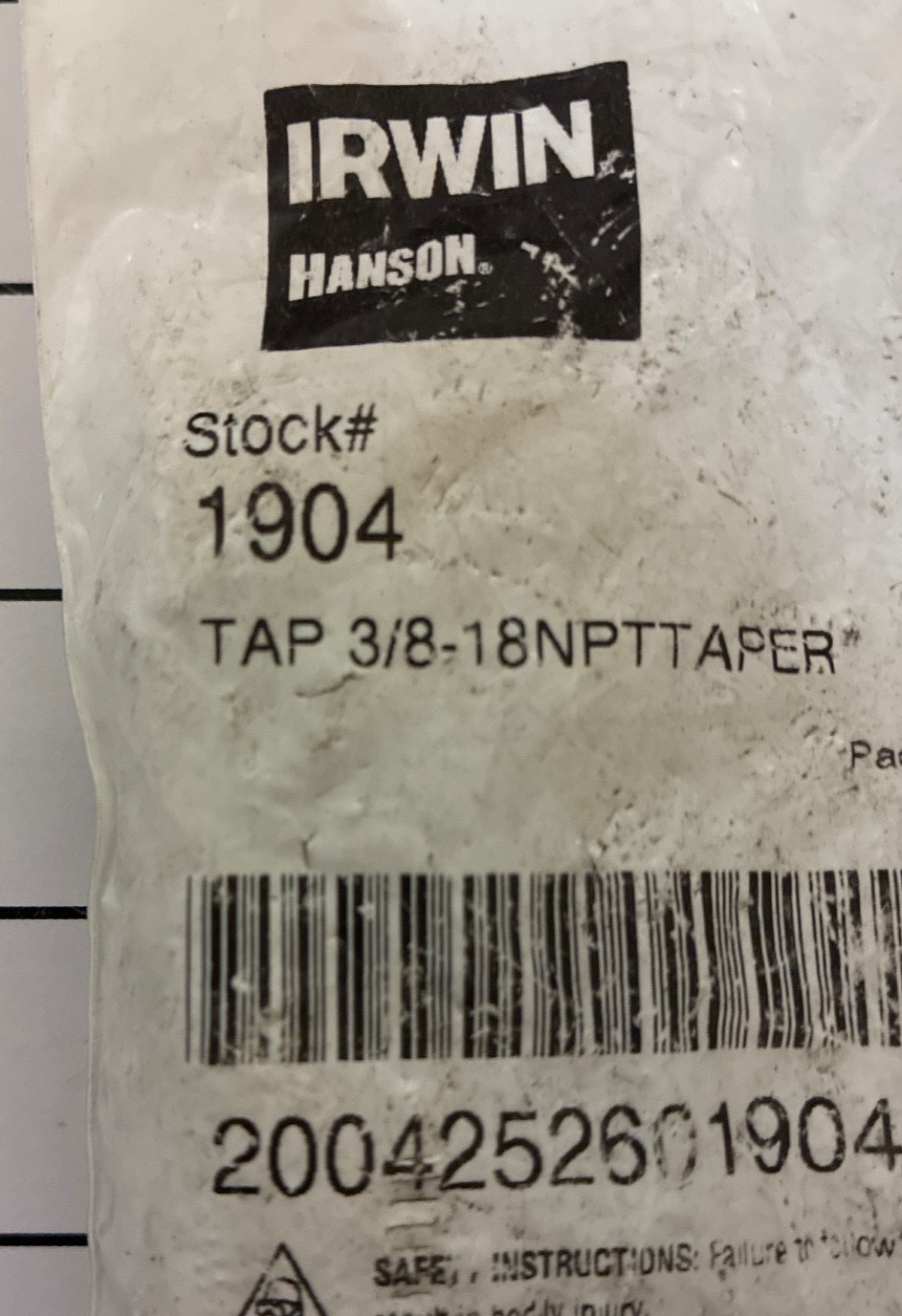 Irwin Hanson 1904 3/8″-18 NPT Taper Pipe Hand Tap Carbon Steel