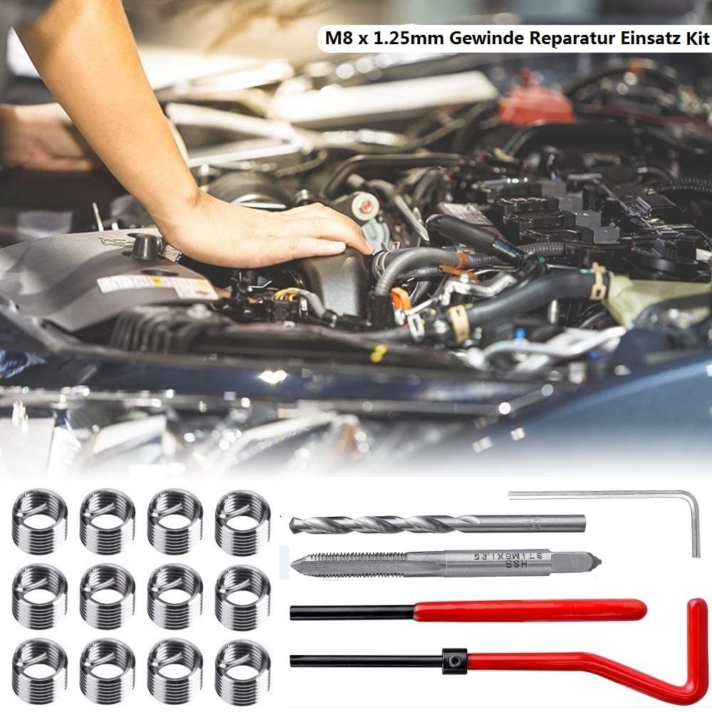 M8 x 1.25 Thread Repair Tool Stainless Helicoil Wire Insert Kit 30PC