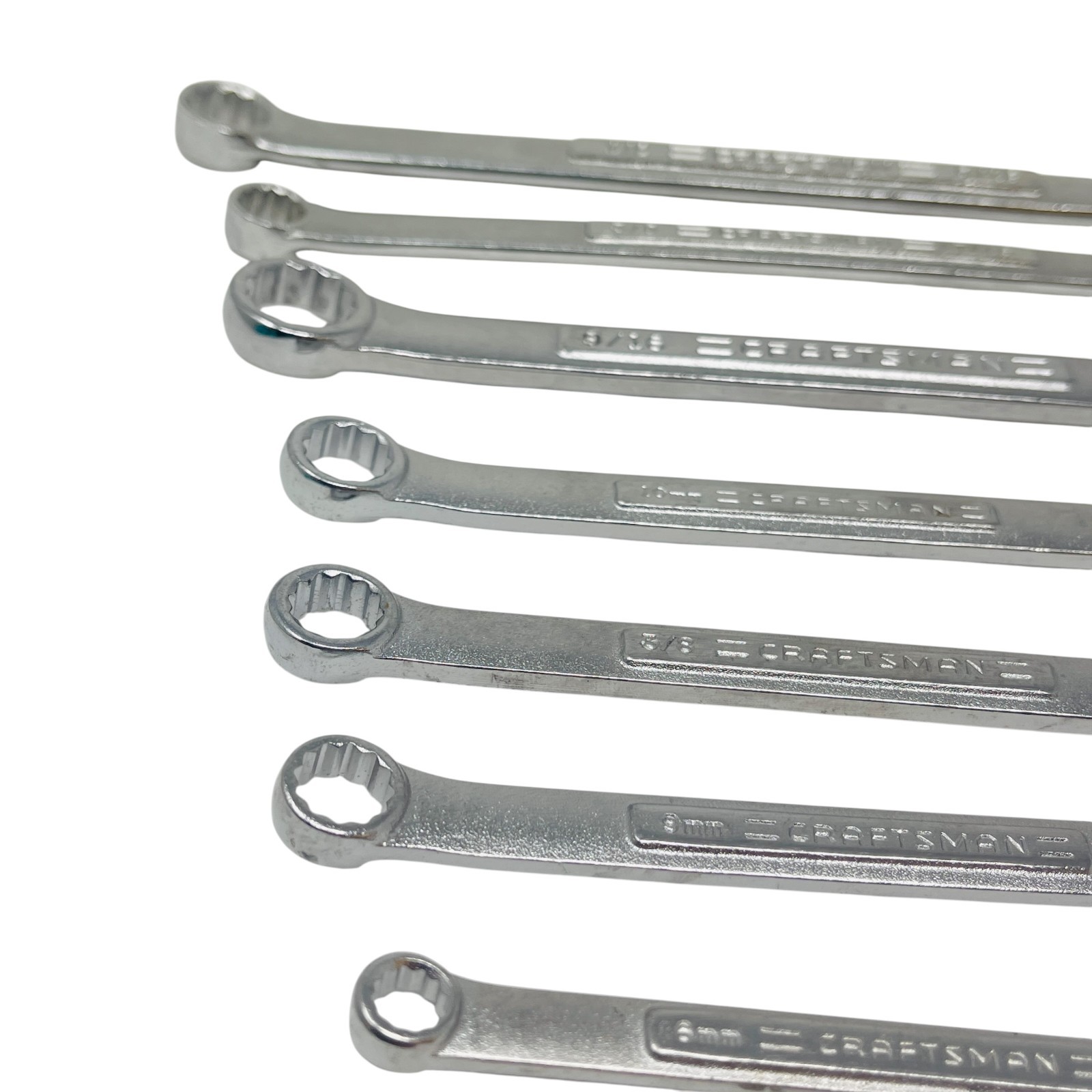 Craftsman Wrench Lot Mixed SAE & Metric Set Offset Box & Open End, 7 Pcs