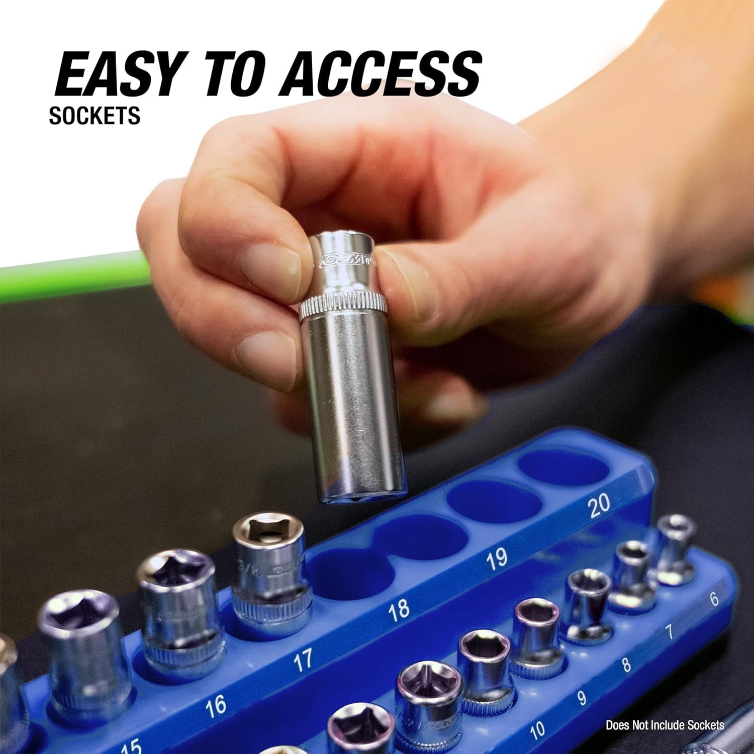 6 Pack Set Metric and SAE Magnetic Socket Tray Set, Green and Blue Socket Org…