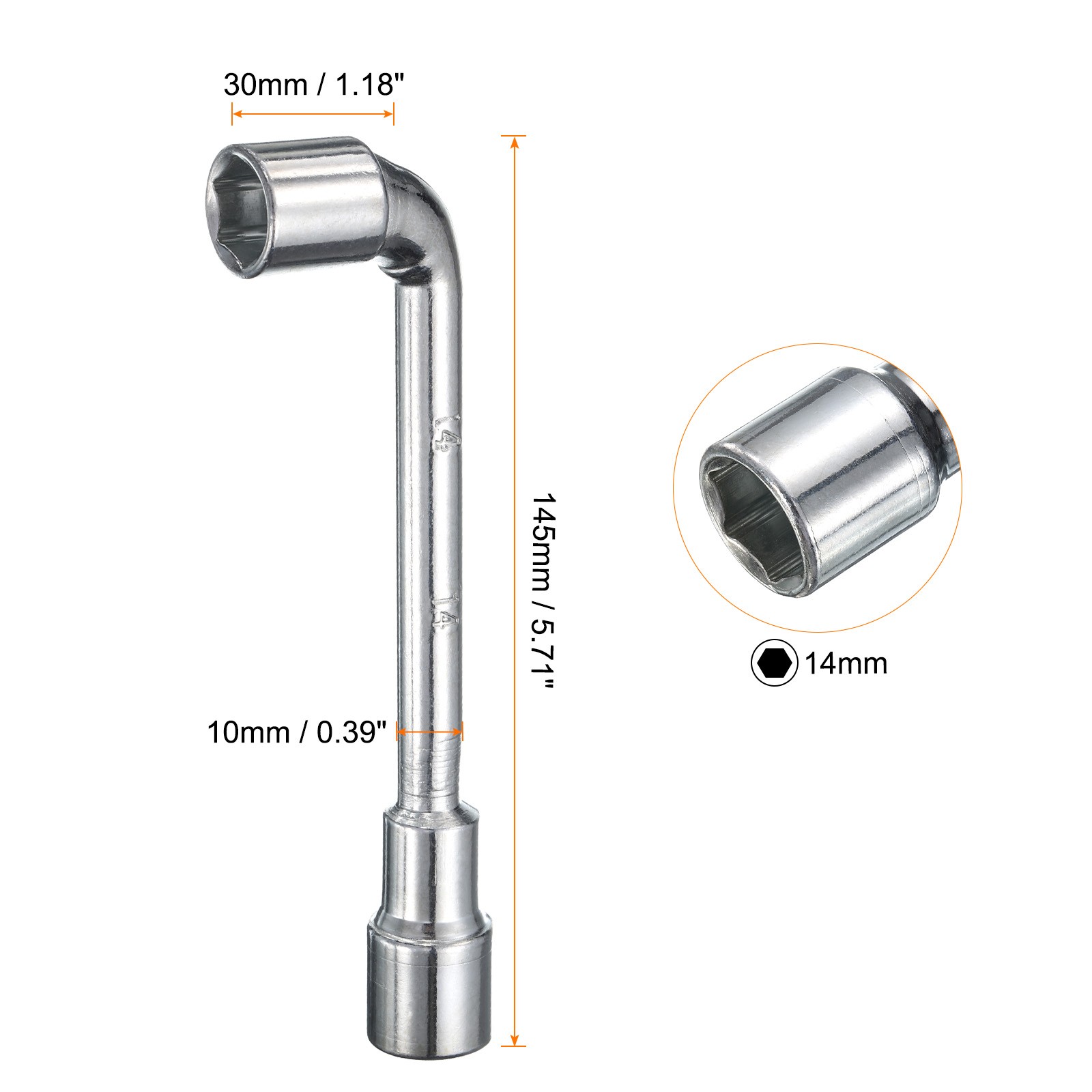 2pcs L Shape Angled Hex Socket Wrench 14mm Double Ended Socket Spanner