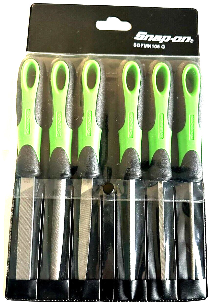 New Snap-on™ SGFMN106 Green 6-piece Soft Grip Handle Miniature File Set