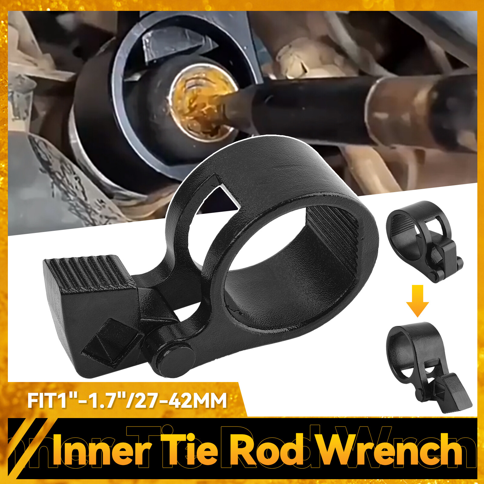 Inner Tie Rod Wrench 27-42mm Universal Steering Track Removal Garage Tool Black