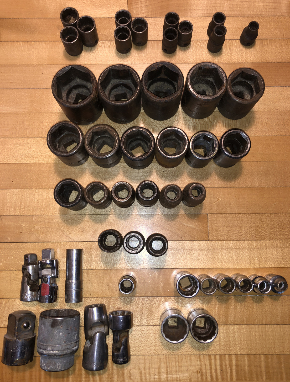 VTG 55pc Williams Vulcan 1/2” Impact 3/8” Socket Lot SAE Swivel Adapter 1/2 3/4