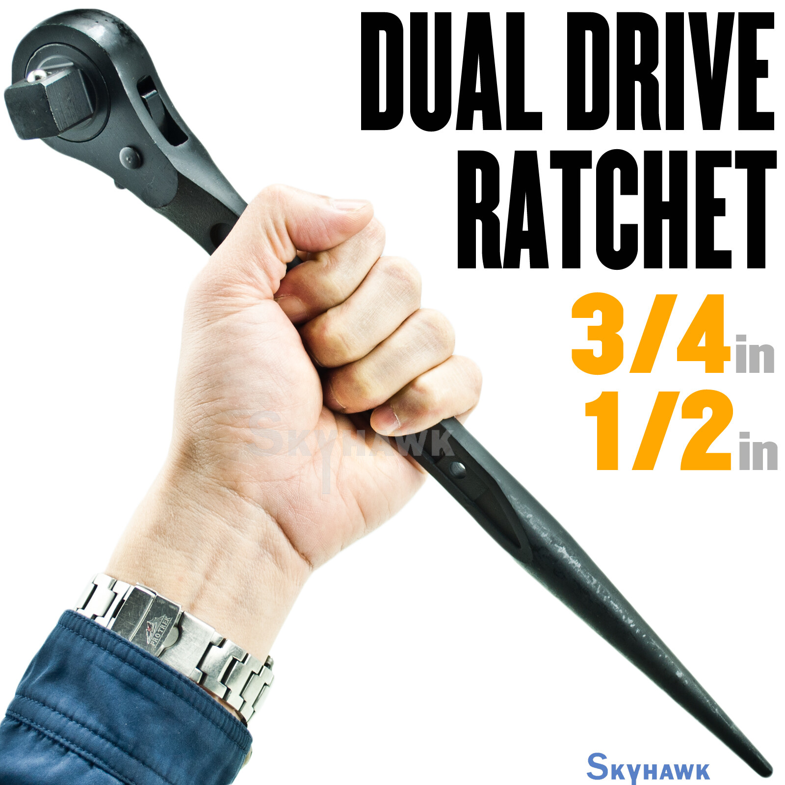 1/2″ & 3/4″ DUAL DRIVE RATCHET SPUD WRENCH PRO. NEW