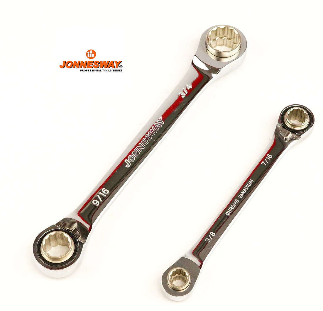 Jonnesway W73202S 2 Pcs 4 IN 1 Reversible Ratcheting Wrench SAE 5/16″ to 3/4″