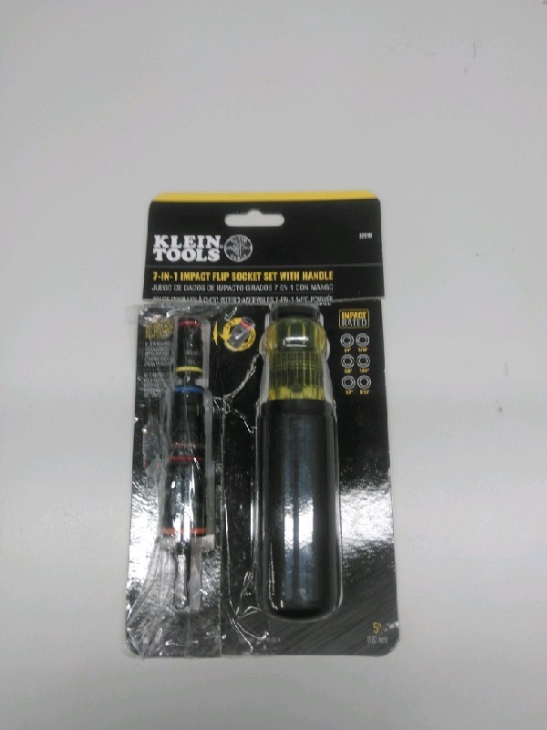 Klein Tools 32910 7-in-1 Impact Driver Flip Socket Set w/ Handle 1/4″ Bit Holder