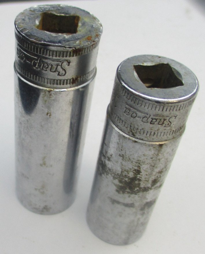 Vintage Snap on 2pc 3/8″ Drive Metric SFSM16 16mm SFSM17 17mm Deep Sockets USA