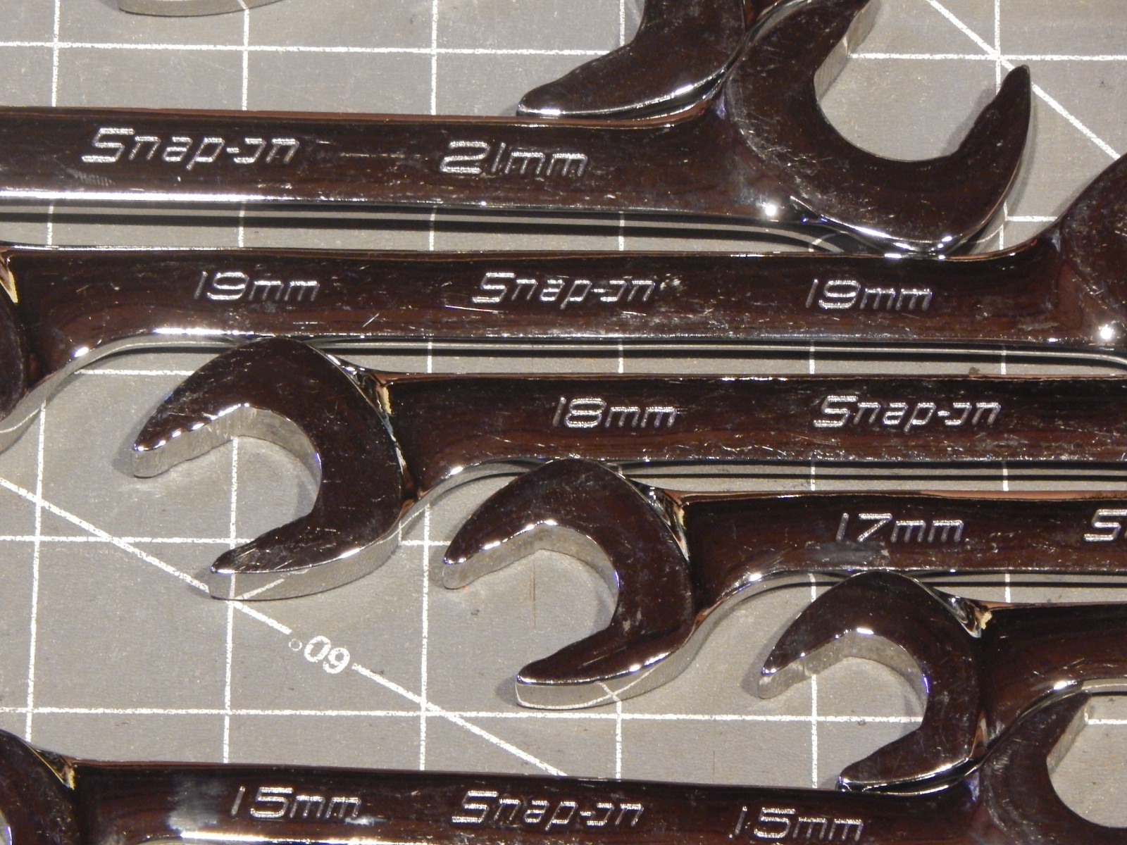 Snap On 14Pc Metric Flank Drive Plus 4 Way Open End Angle Wrench Set 10MM 27MM