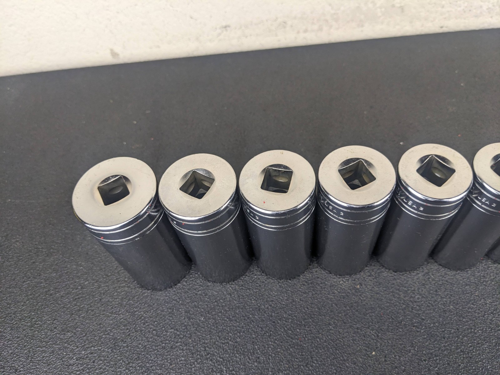 #af708 Snap On Tools NEW 1/2″ Drive Deep Socket Set SAE Chrome 6 Point 1-1/4″