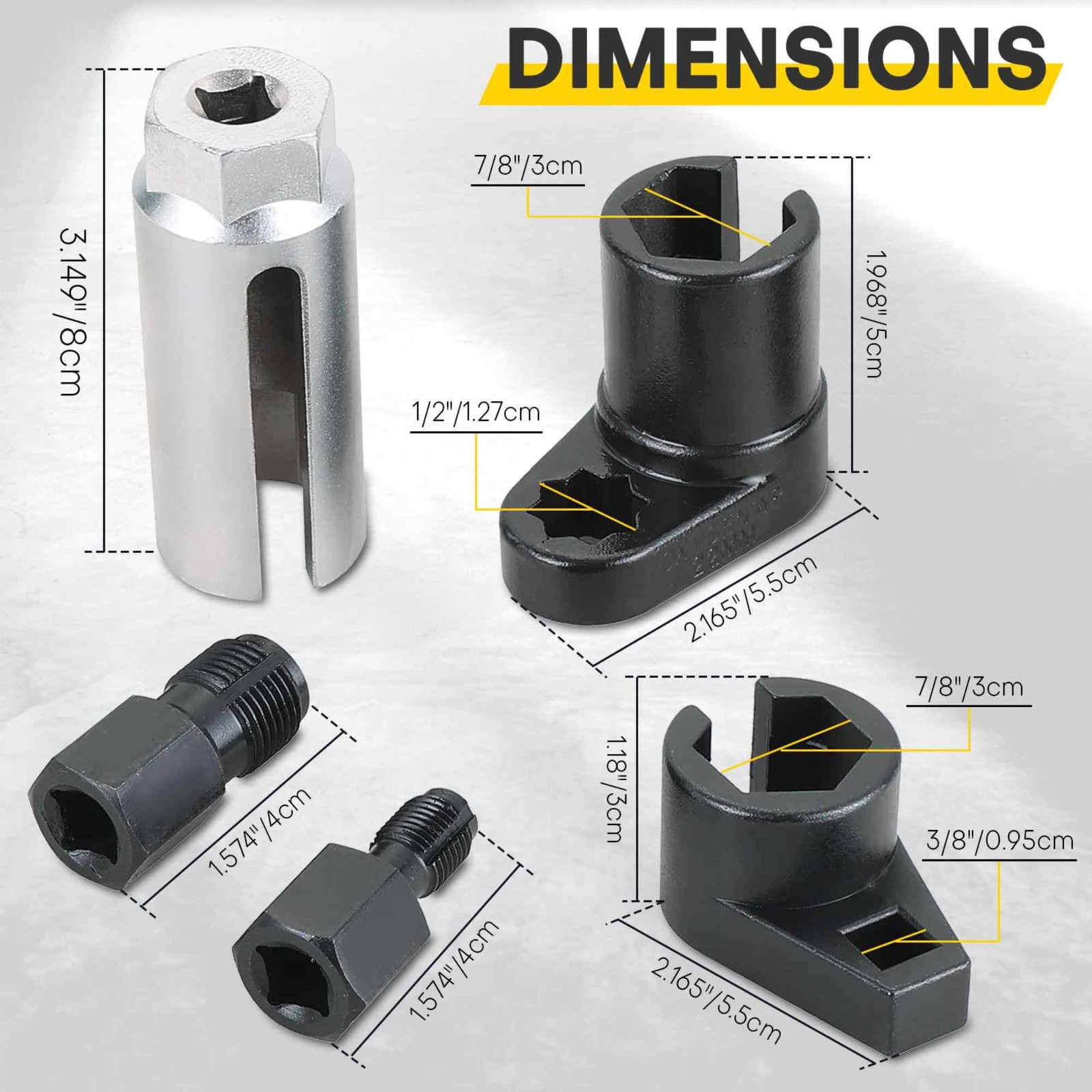 Juego 5 Dados Sonda Oxígeno Sensor O2 Herramienta Universal de Taller Automotriz
