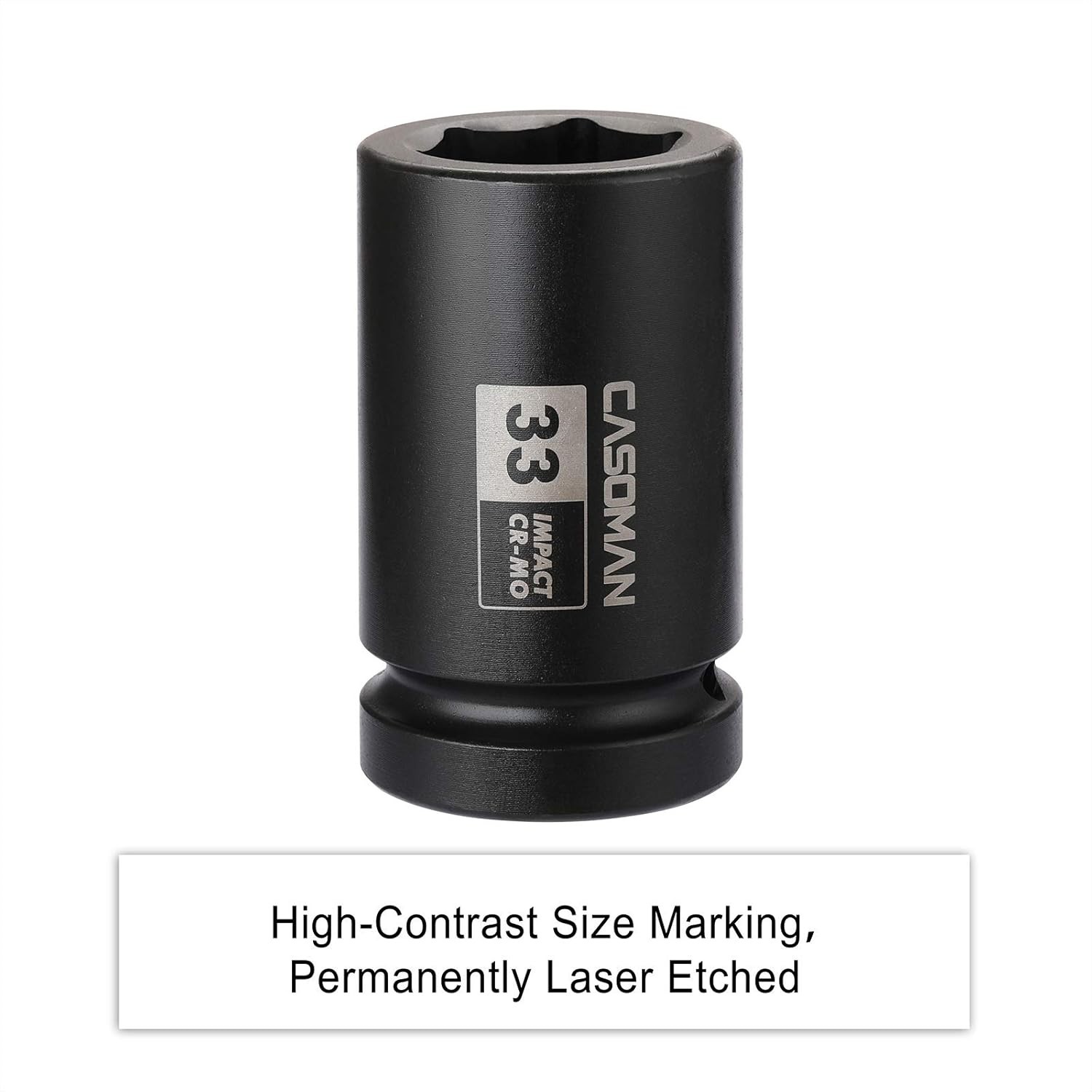 33mm Deep Impact Socket, 1 Inch Drive, Chrome Molybdenum Steel, Manganese Finish