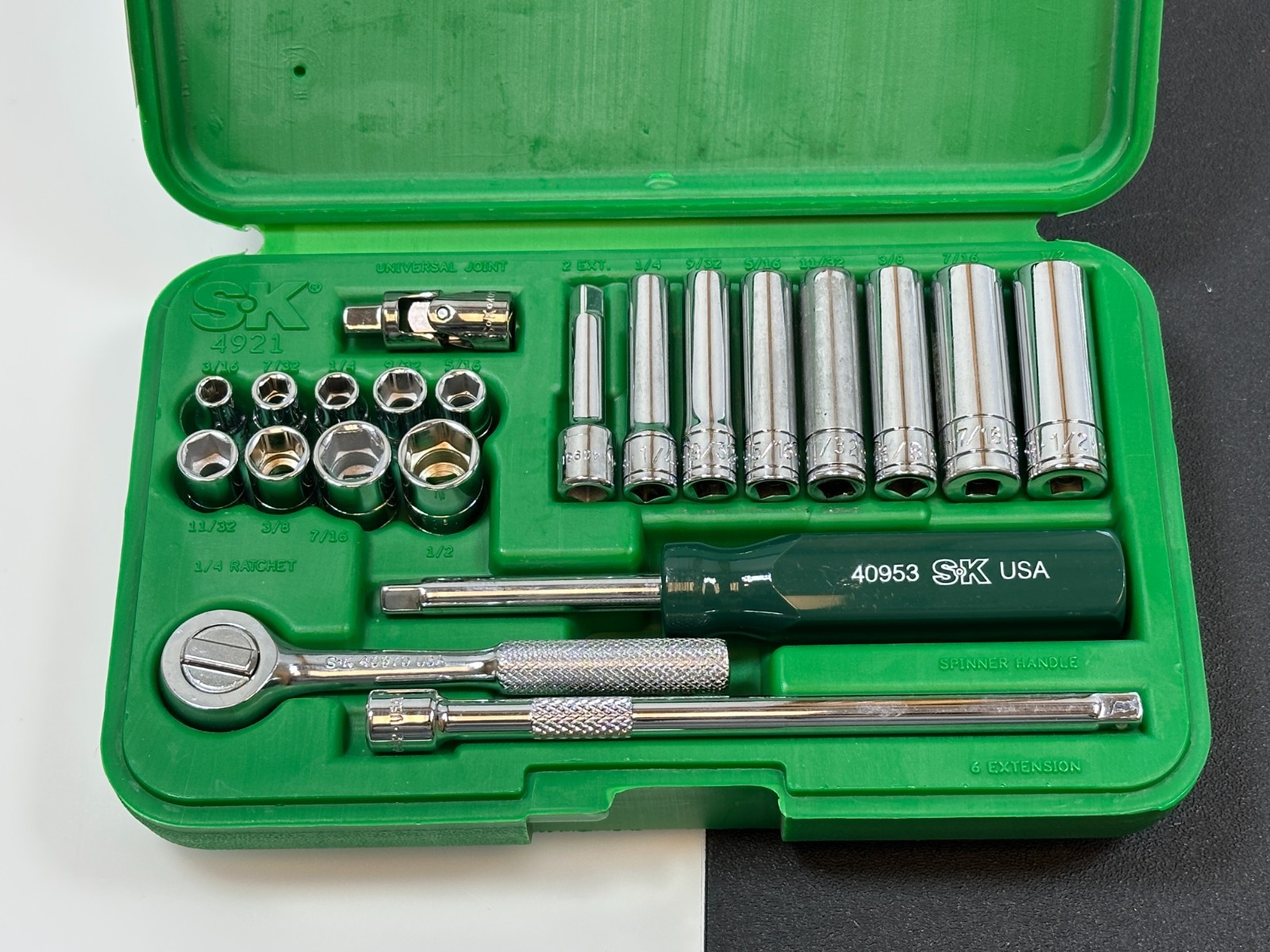 🇺🇸 NEW SK Tools USA 21pc 1/4” Drive SAE 3/16-1/2″ Socket Driver Service Set