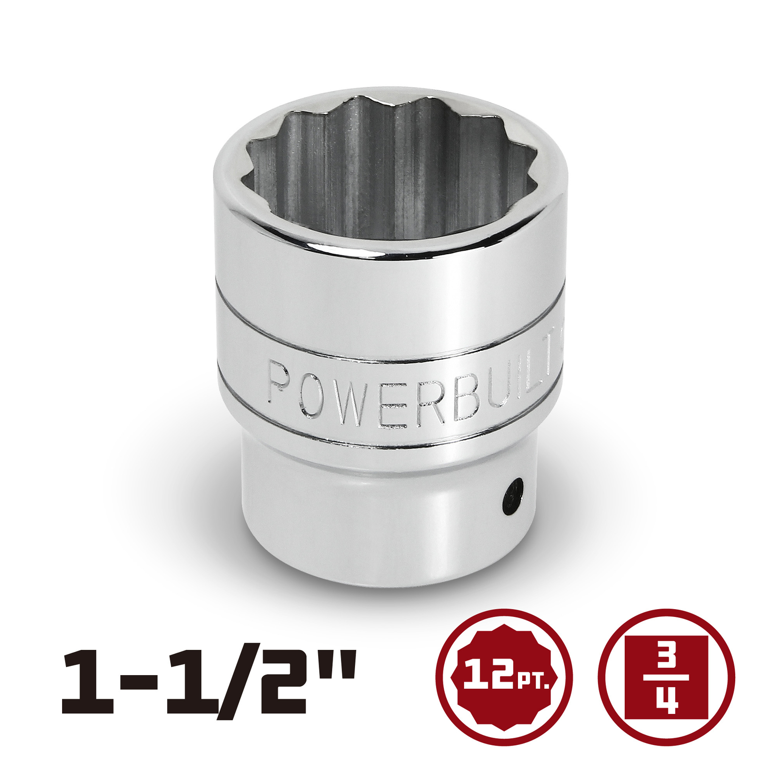 Powerbuilt 3/4 Inch Drive x 1-1/2 Inch 12 Point Shallow Socket – 643210