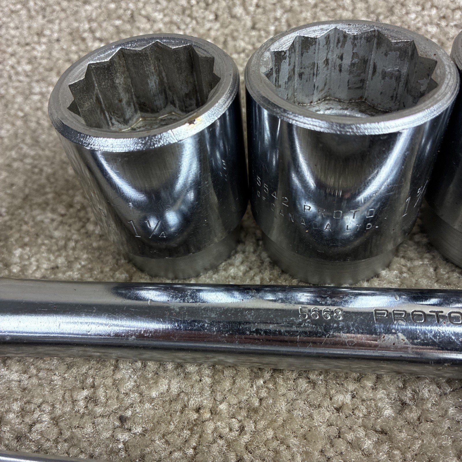 PROTO 3/4 Drive Flex Head Breaker Bar ,11 Sockets ,Craftsman Extension SAE