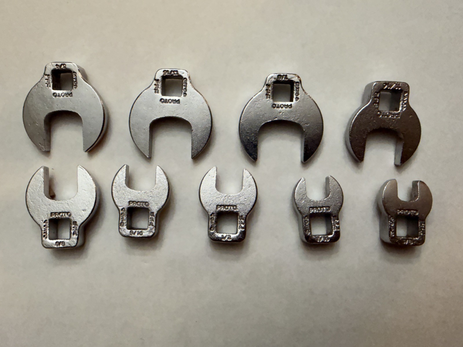 Proto Tools 3/8” Drive 9 Piece SAE Crowfoot Wrench Set – USA MADE