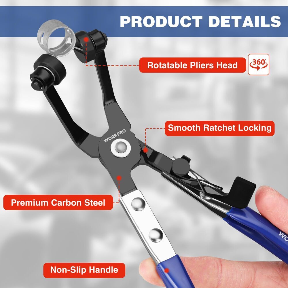WORKPRO Hose Clamp Plier Set 27″ Long Reach Wire Spring Hose Clamp Plier 3-PIECE