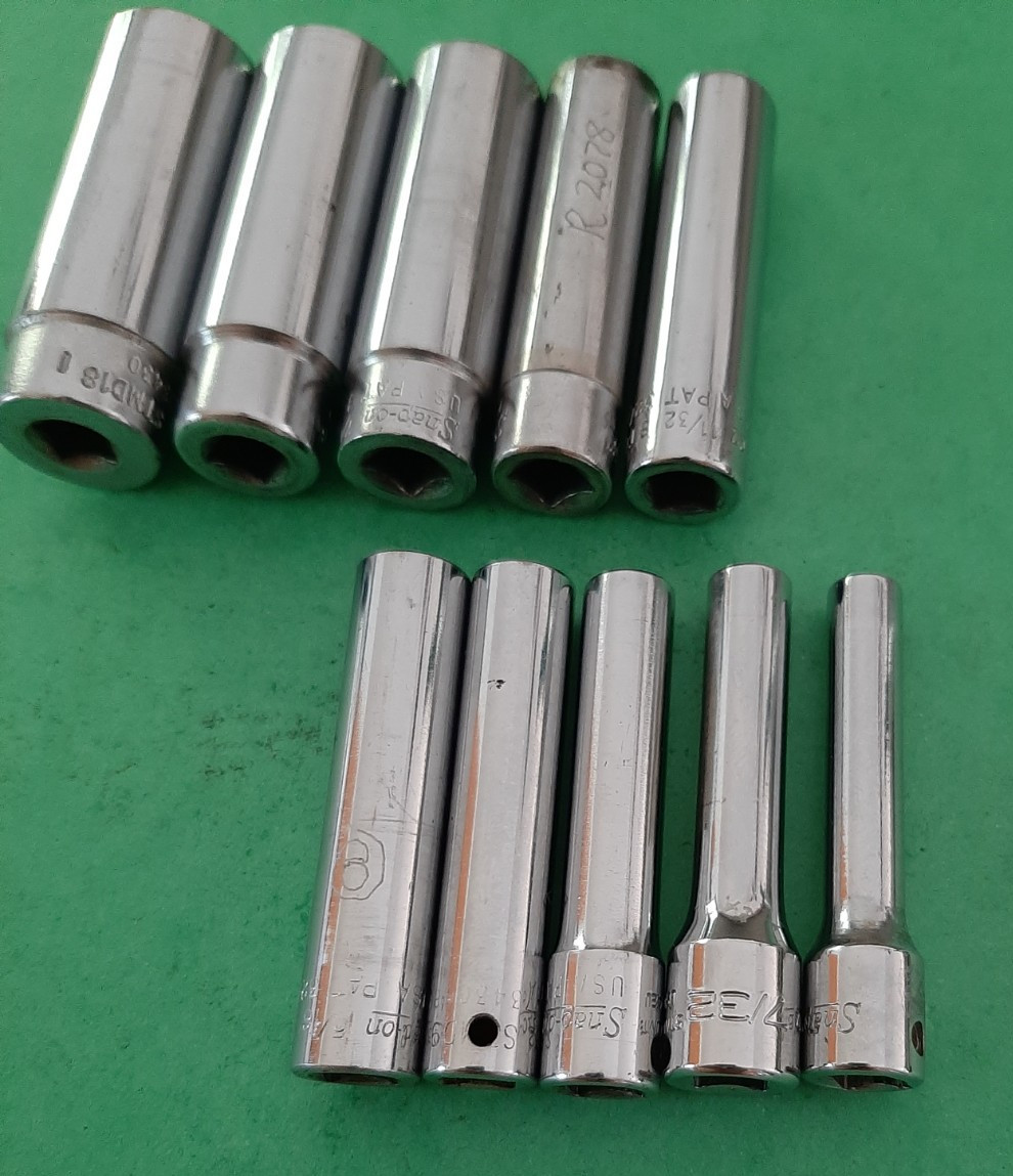 10pc Snap-on Tools USA 1/4″ Drive SAE Deep 12pt POINT Chrome Socket Set READ!!