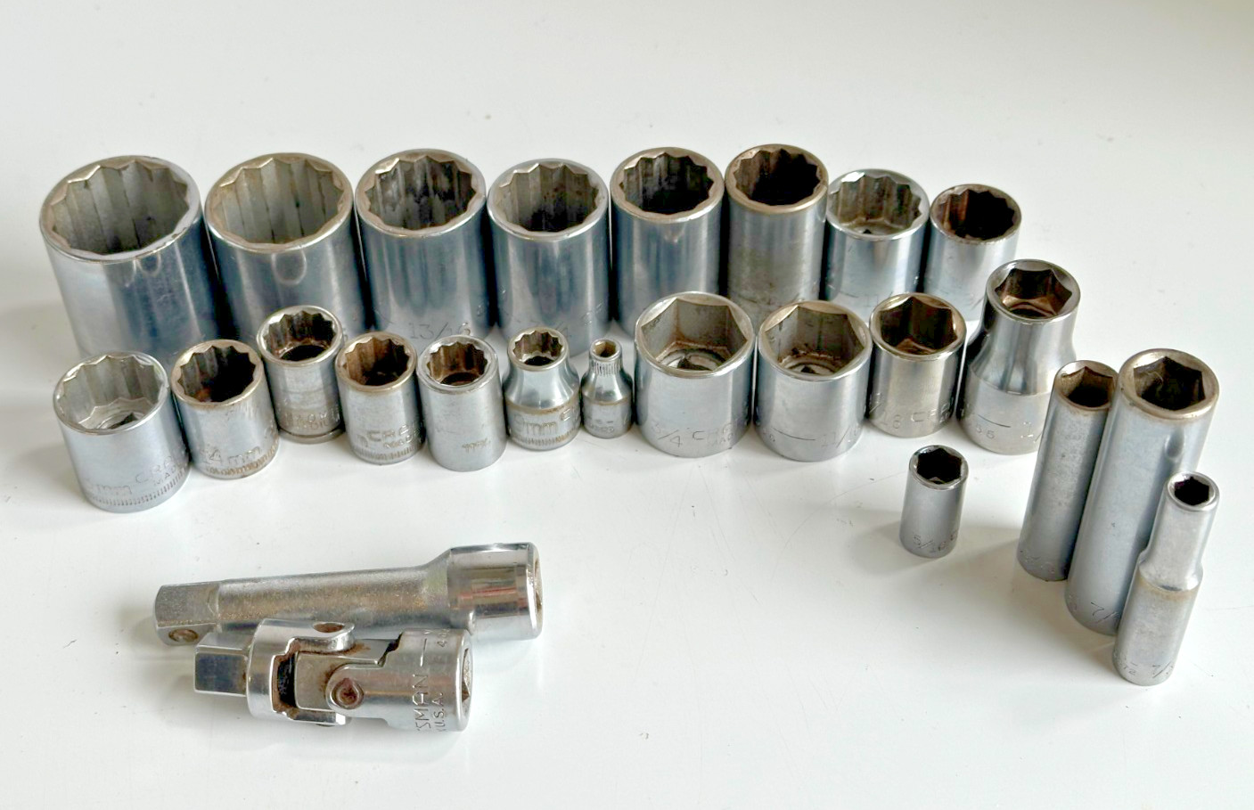 Vintage Craftsman 25pc Socket Lot USA V G Series SAE Metric 6pt 12pt Mixed