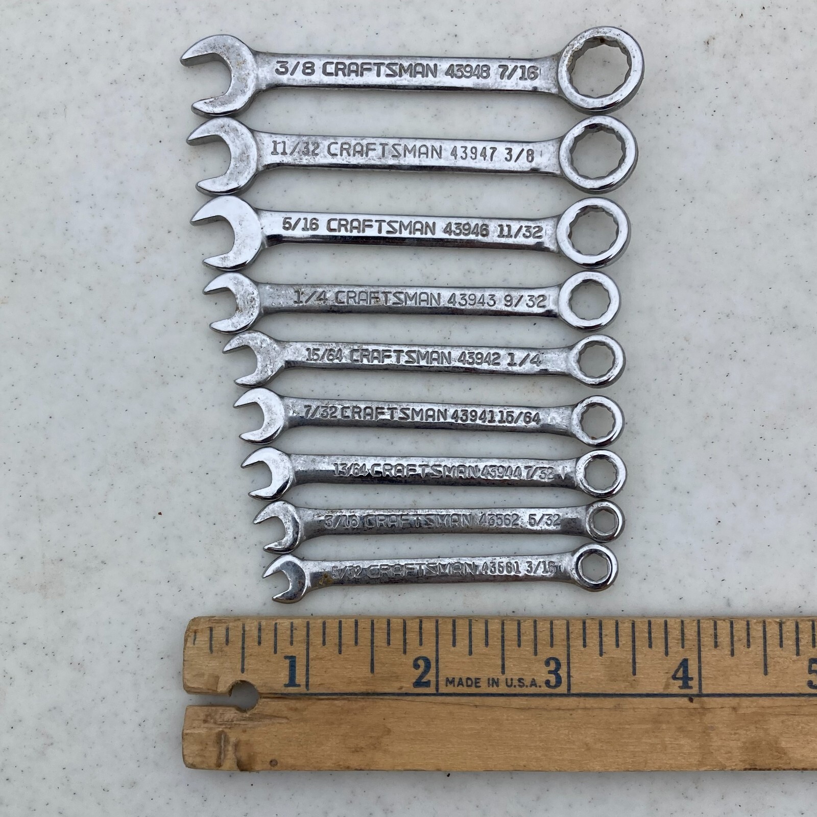 Craftsman SAE 8pc Ignition Wrench Set 13/64″ – 7/16″ 43941-43948 Vintage USA
