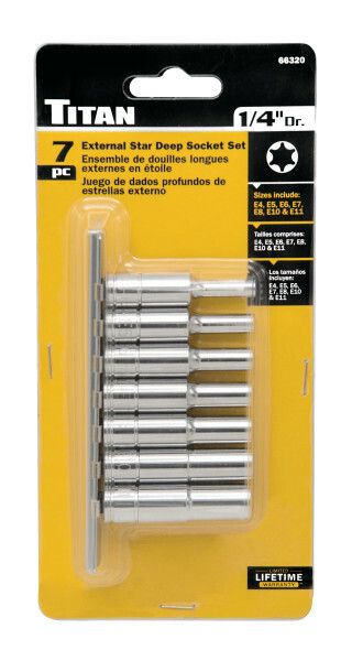 Titan 66320 7pc 1/4″ Dr. External Star Deep Socket Set