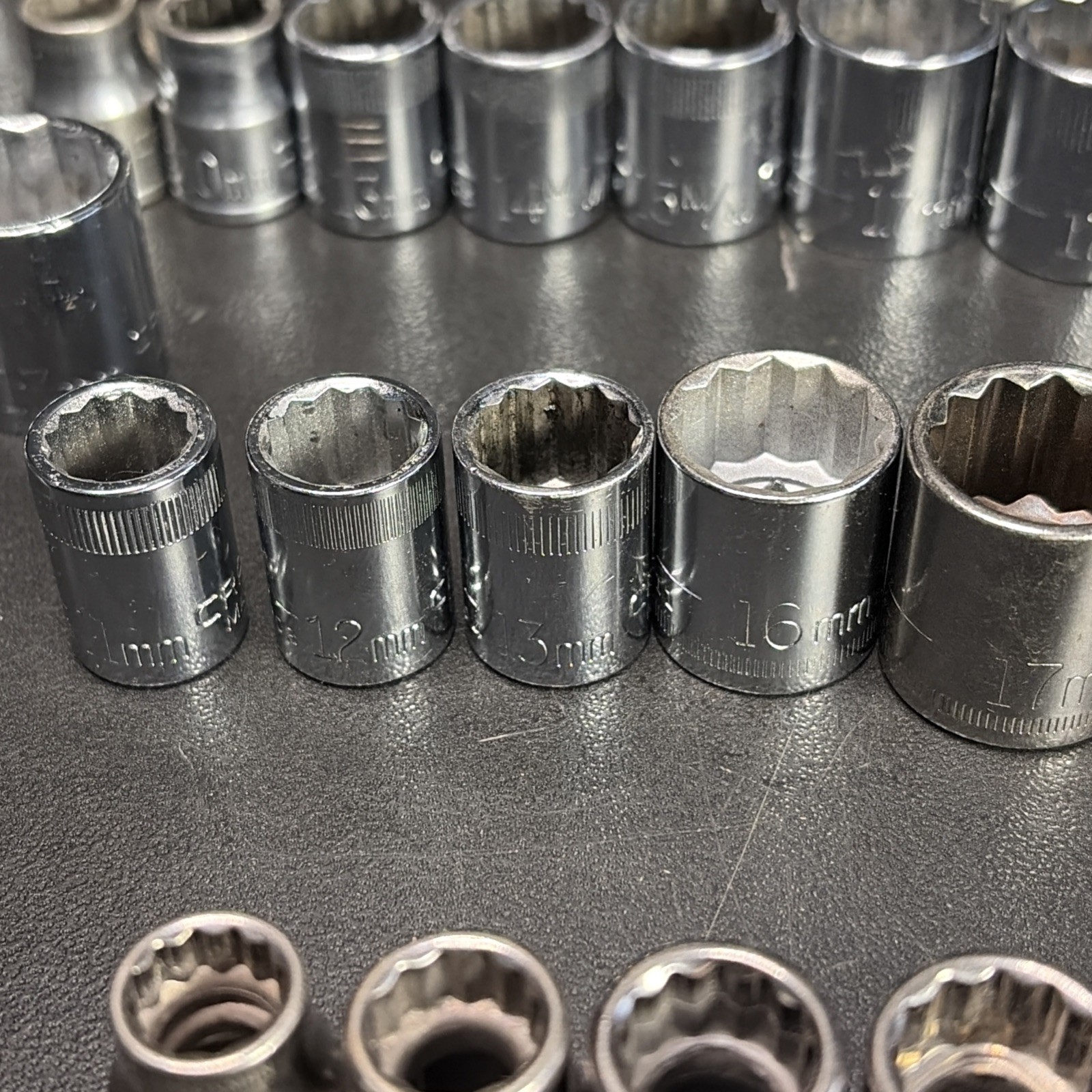 58 Craftsman USA One China Metric Socket And Metal Holder Short Mid &Deep 9-22mm