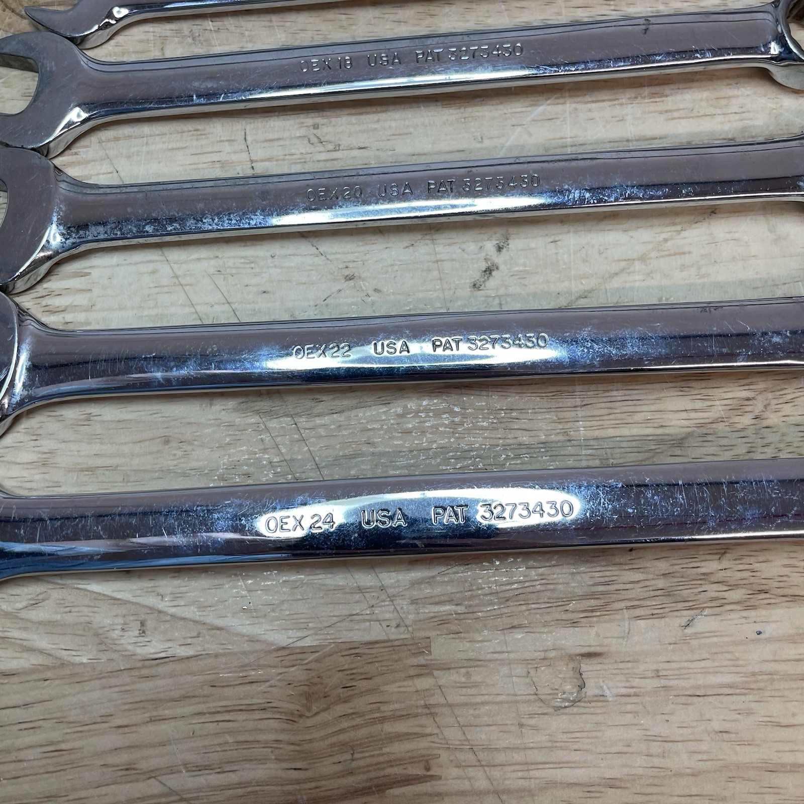 SNAP-ON 6 PC 12 PT COMBINATION WRENCHES (3/8″ OEX12- 3/4″ OEX24) USED.