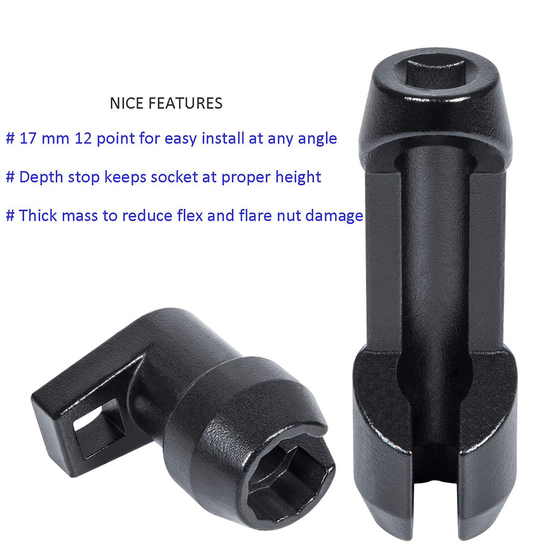 2Pcs 17mm 12 Point Fuel Injector Line Flare Nut Socket Set Sl11400 For Ford 6.7L