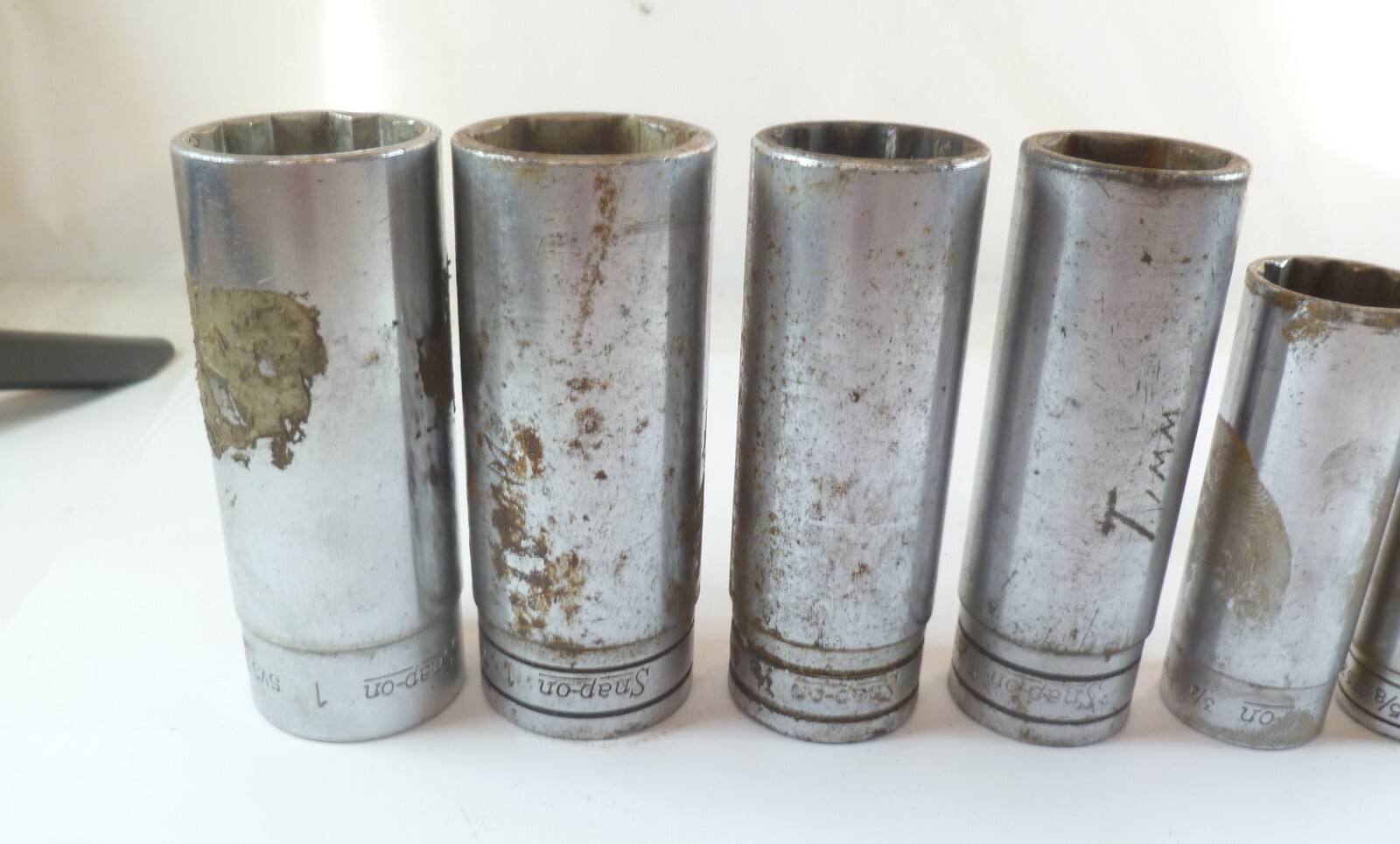 7pc Snap On Tools Deep Sockets Mixed Set – 4 are 1/2″ drive, 3 are 3/8″ drive