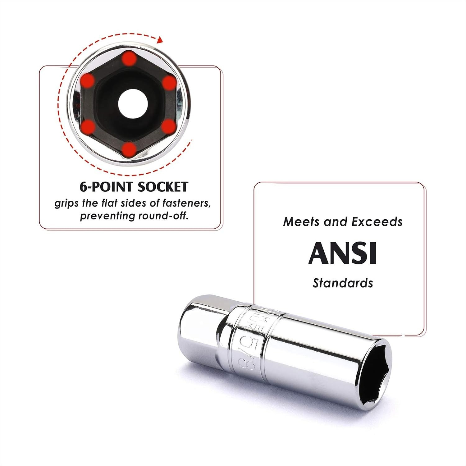 Complete 3/8-Inch Drive 5-Piece Spark Plug Socket Set with Anti-Round Technology