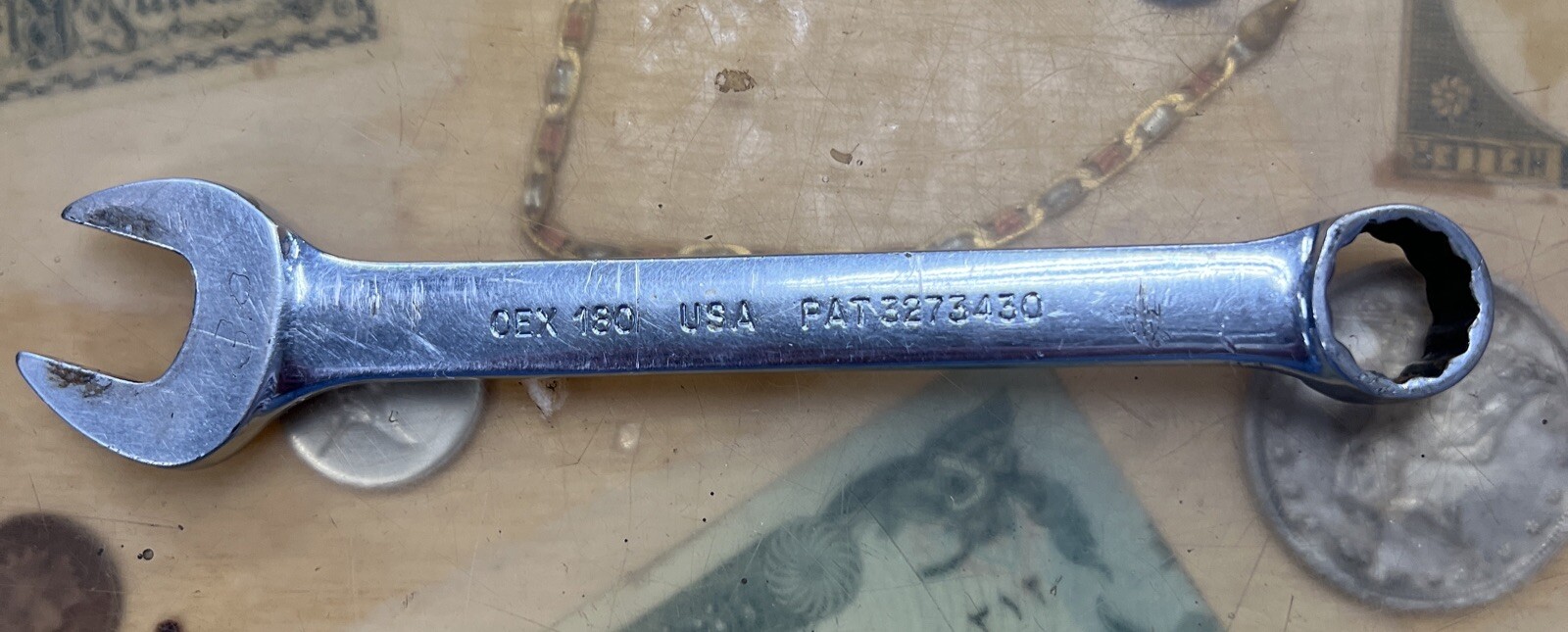 Snap On Tools OEX180 9/16” 12 Point SAE Short Combination Wrench USA VTG