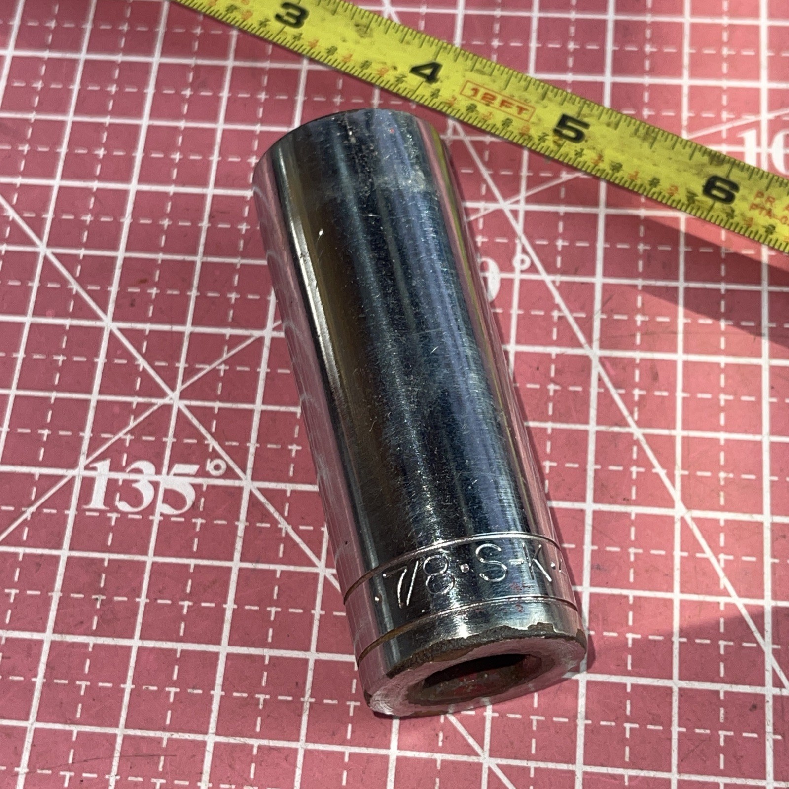 S-K USA 40828 7/8 In SAE 1/2” Drive Deep 12 Point Socket Vintage SK 1/2 7/8”