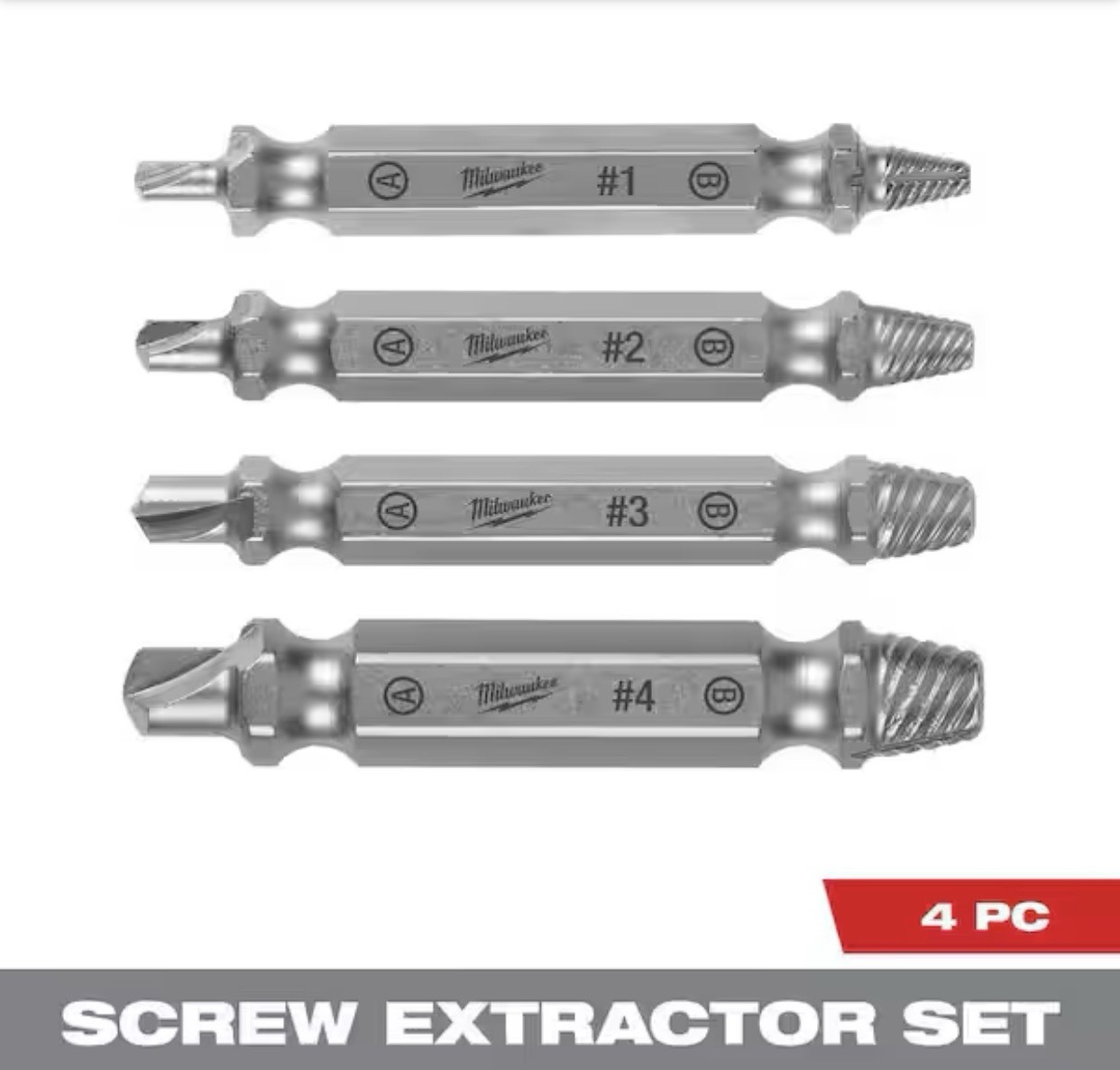 Milwaukee 49-57-9001, M2 Steel Screw Extractor Set (4-Piece)