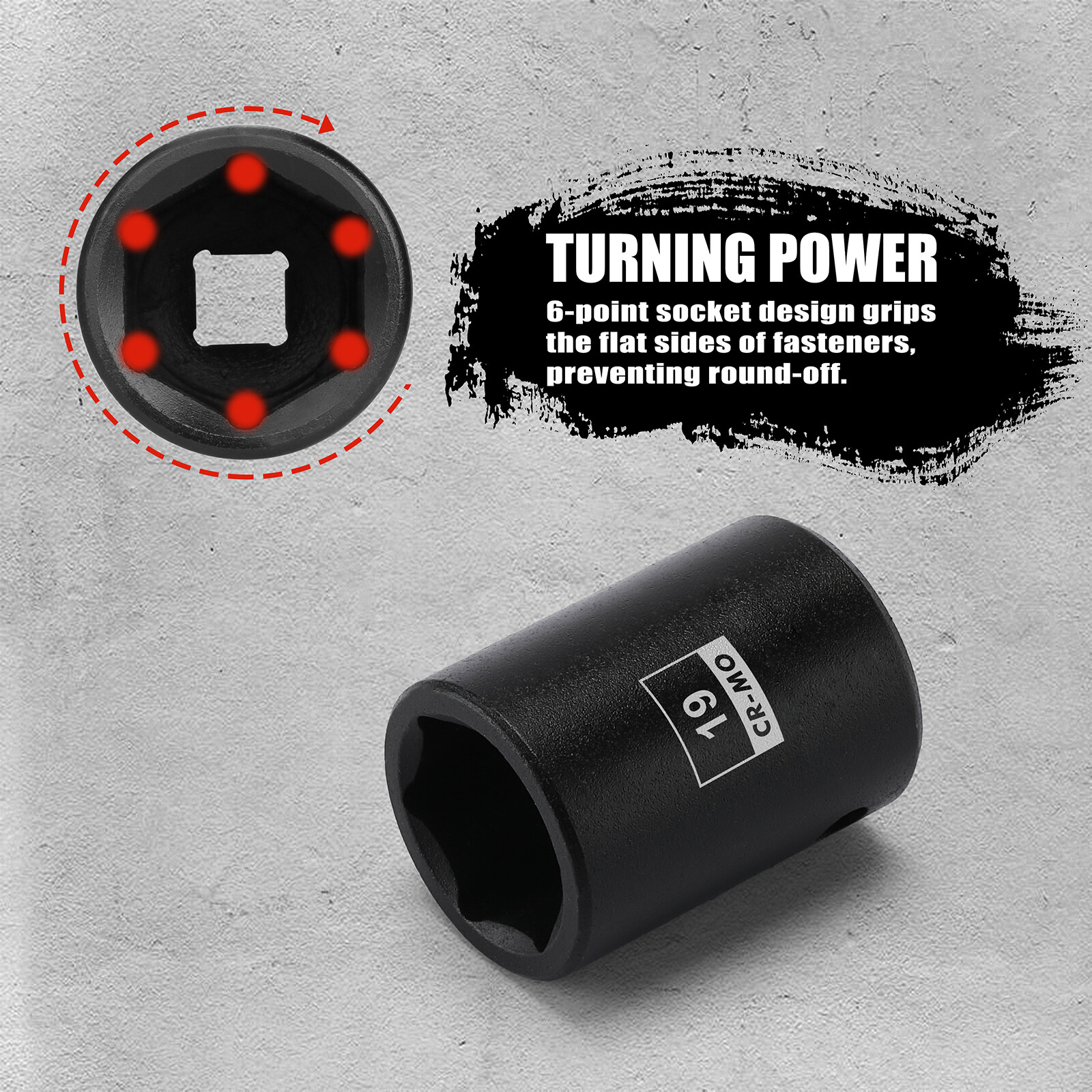 26PCS 1/2″ Drive Impact Socket Set,Metric,Shallow,10mm to 36mm Cr-Mo Alloy Steel