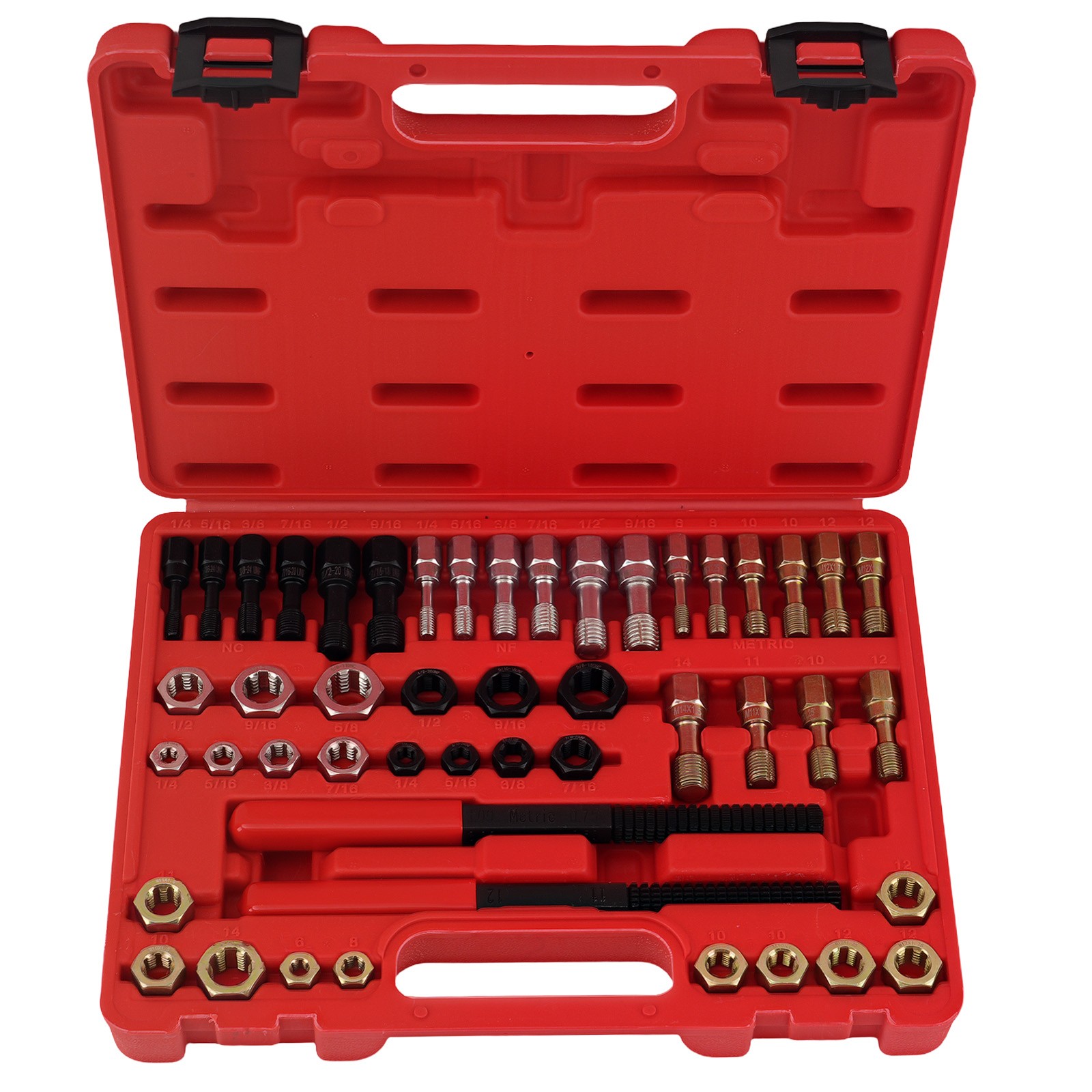 48Pcs Thread Repair Tool UNC UNF Metric Thread Chaser Restorer Kit with Tap Dies