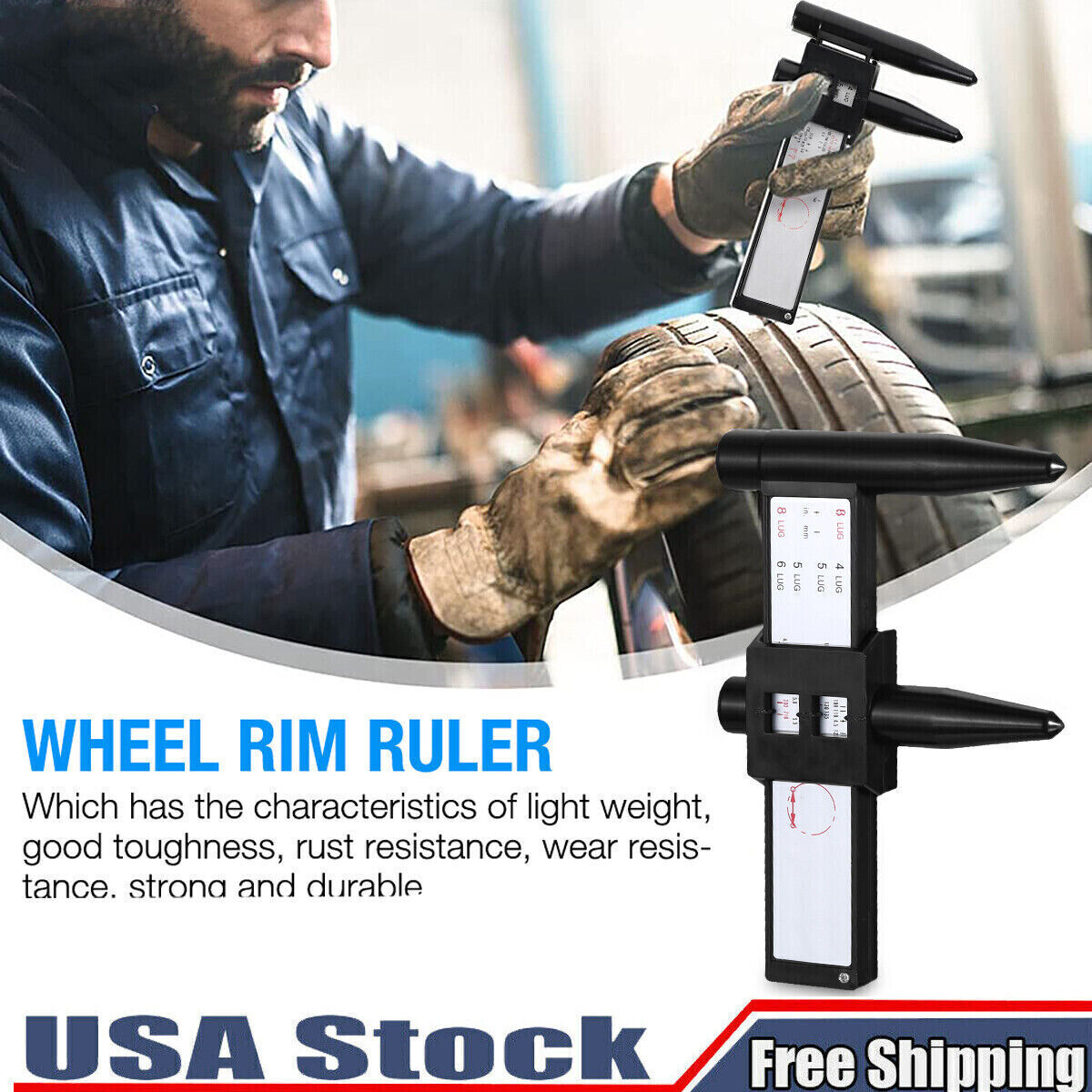 Wheel Bolt Stud Pattern Gauge Measurement 4 5 6 8 Lug Rims Holes Size Hand Tool❤