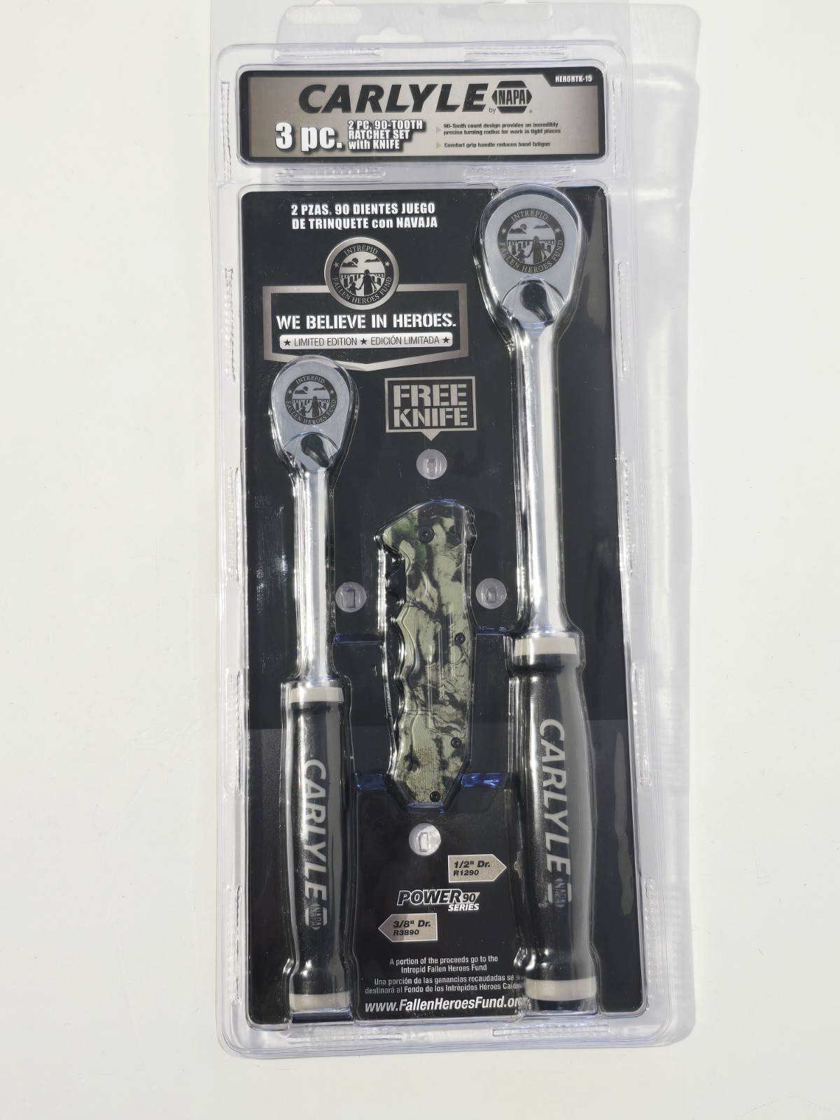 RARE! CARLYLE NAPA 3/8 & 1/2 Special Edition Ratchet Set W/ Knife Power 90 Tooth