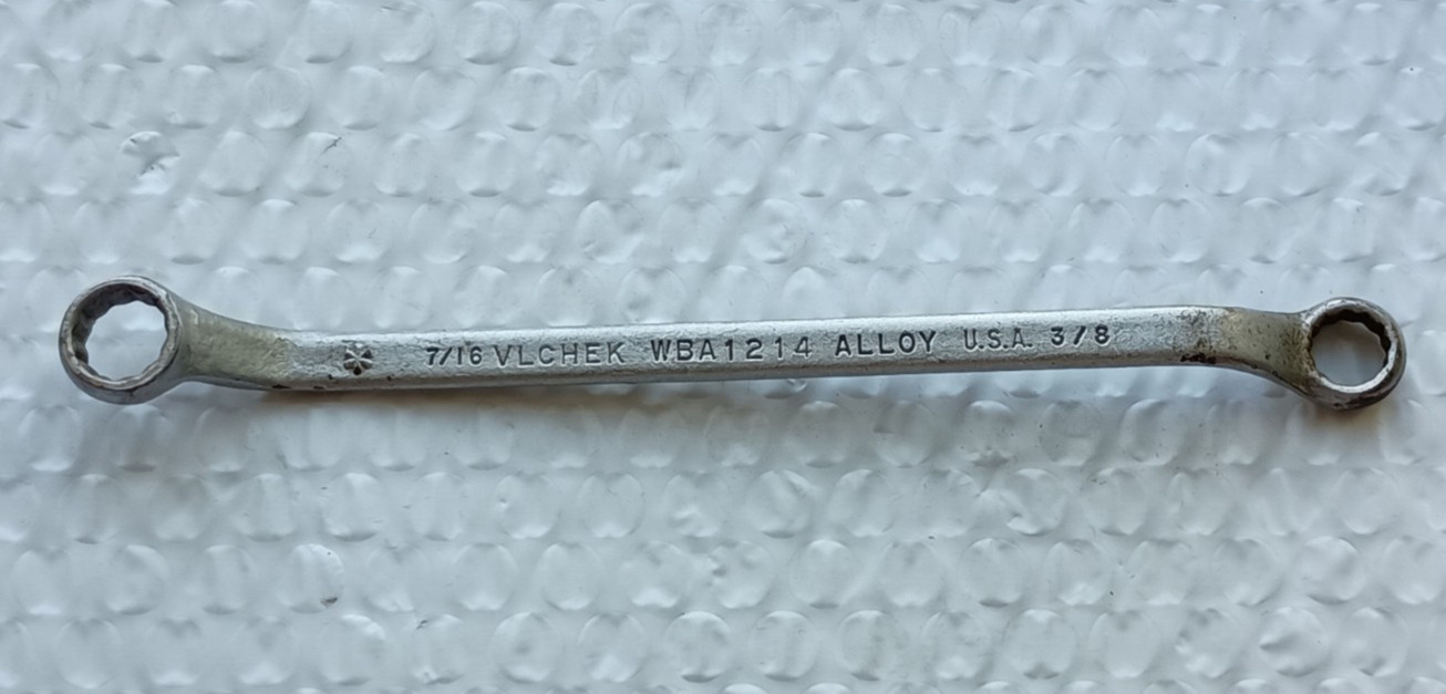 VLCHEK TOOLS WBA1214, 3/8″ x 7/16″ DOUBLE BOX WRENCH, 7.25″ LONG, 12 POINT *USA