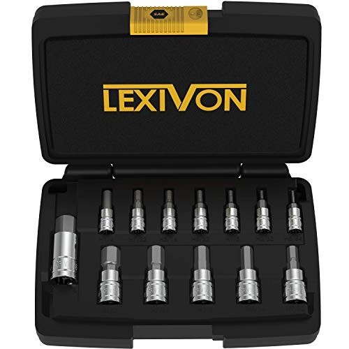 Precision 13-Piece HEX Bit Socket Set with Polished Finish & Lifetime