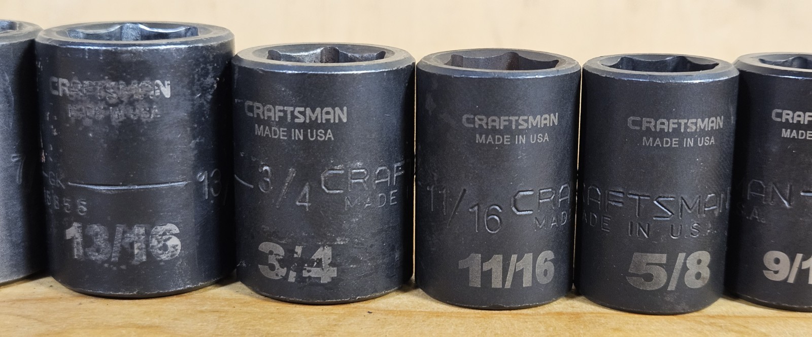 USA Used SAE Craftsman GK 1/2″ Drive Impact Socket Set 12 Pieces 3/8- 1 1/16